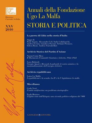 cover image of Annali della Fondazione Ugo La Malfa XXV--2010